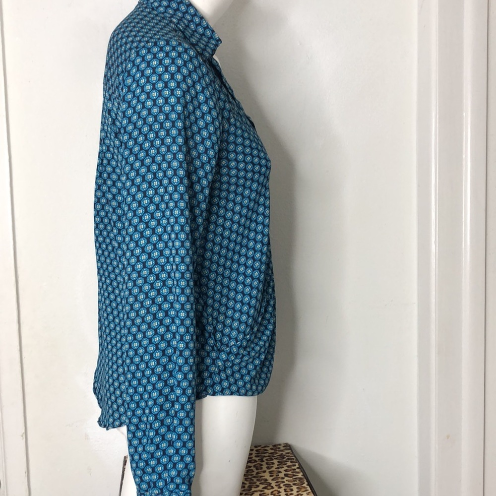 Y2K Forever 21‎ Wrap Style Medallion Print Draped Blouse Top Shirt Sz S - Picture 6 of 11